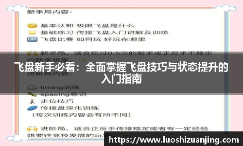 飞盘新手必看：全面掌握飞盘技巧与状态提升的入门指南